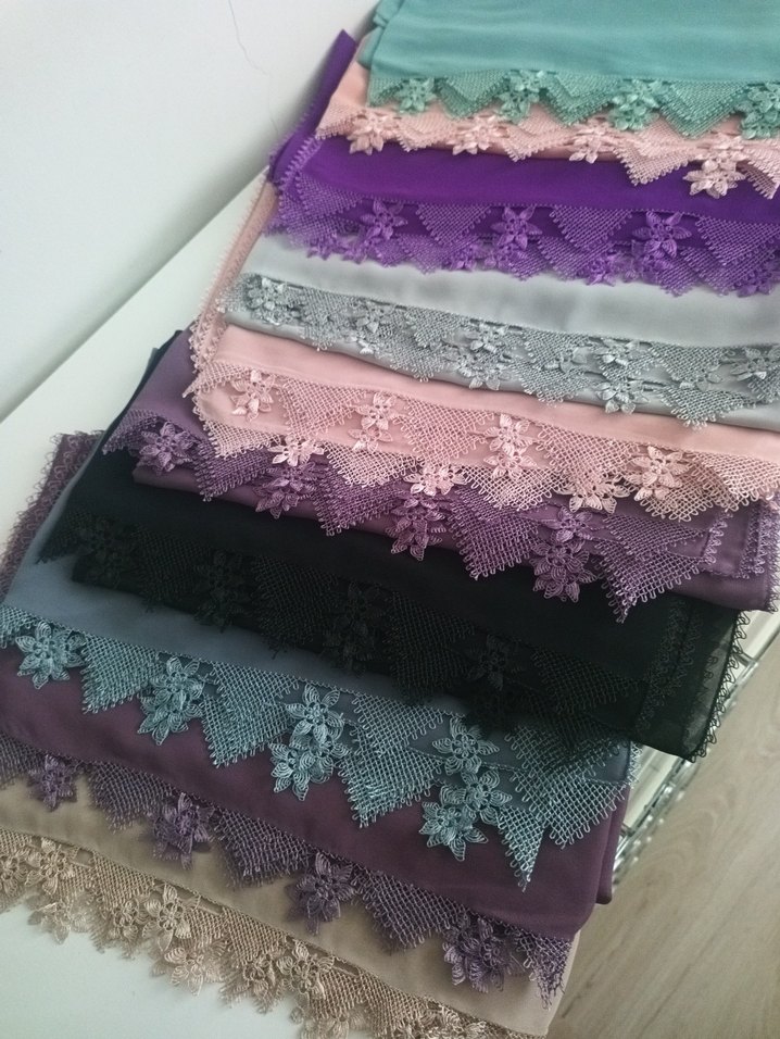 Dantel Detaylı Çok Renkli Kadın Şal - Görsel 2