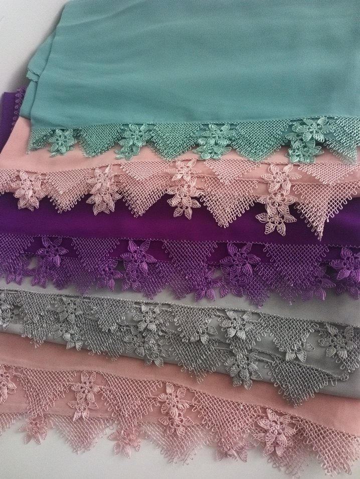 Dantel Detaylı Çok Renkli Kadın Şal - Görsel 3