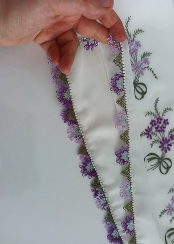 Dantel Detaylı Beyaz Kadın Fular - Görsel 7