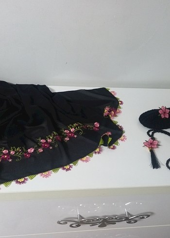 Püsküllü Siyah Bohem Kadın Atkı - Görsel 7