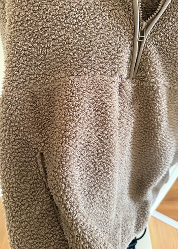 Kadın Gri Polar Yarım Fermuarlı Sweatshirt - Görsel 4