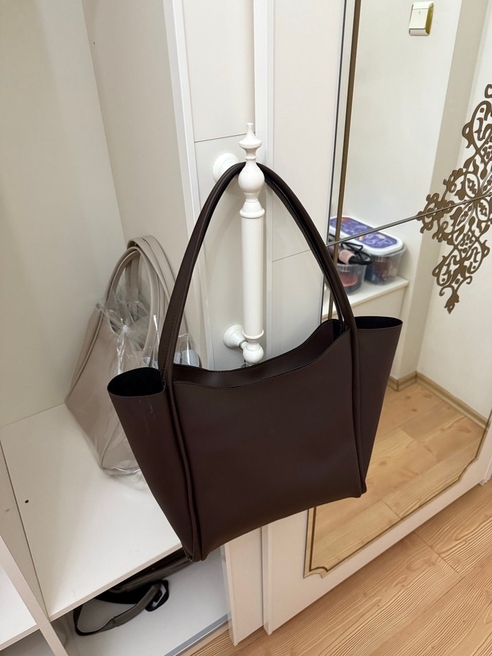 Kahverengi Deri Minimalist Kadın Çanta - Görsel 2