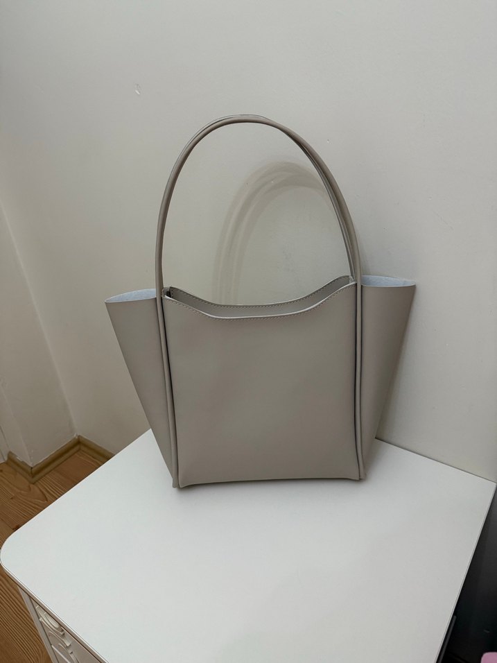 Bej Deri Kadın Minimalist Çanta - Görsel 4