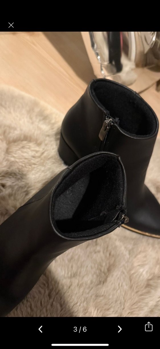 Siyah Deri Topuklu Kadın Bot - Görsel 2