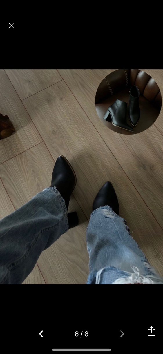 Siyah Deri Topuklu Kadın Bot - Görsel 4