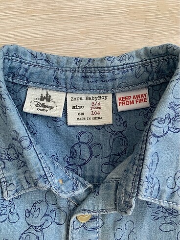 4 Yaş Beden mavi Renk Zara erkek çocuk gömlek mickey