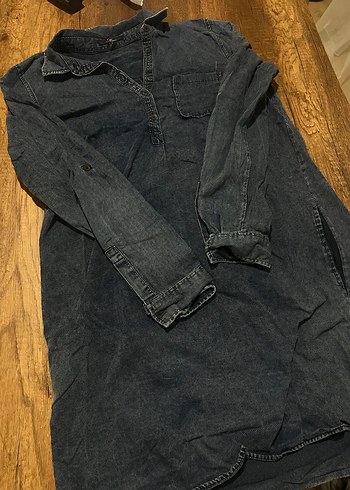 Lacivert Kadın Denim Elbise Tunik - Görsel 3