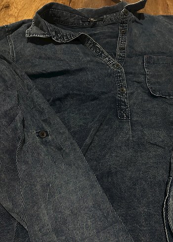 Lacivert Kadın Denim Elbise Tunik - Görsel 2