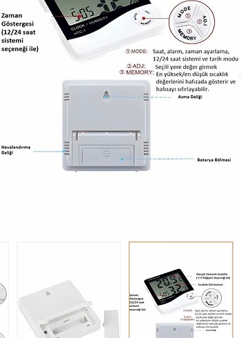 Gri Dijital Termometre ve Nem Ölçer /Mudo Askı - Görsel 7