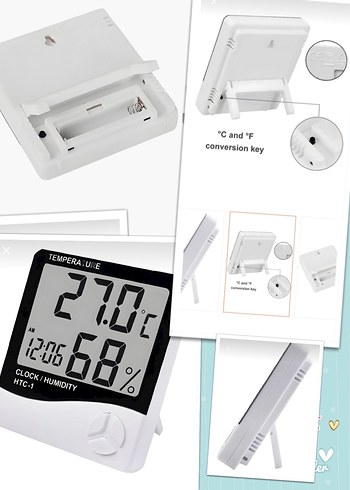 Gri Dijital Termometre ve Nem Ölçer /Mudo Askı - Görsel 2