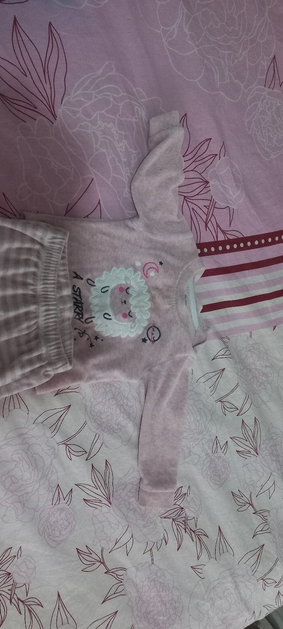 Pembe Uzun Kollu Örgü Bebek Kıyafet Takımı - Görsel 4