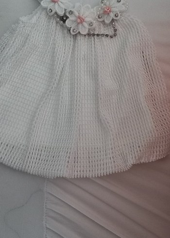 Diğer Dantel Detaylı Beyaz Kız Çocuk Örme Elbise