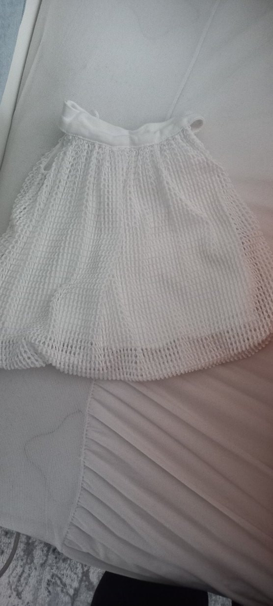 Dantel Detaylı Beyaz Kız Çocuk Örme Elbise - Görsel 3