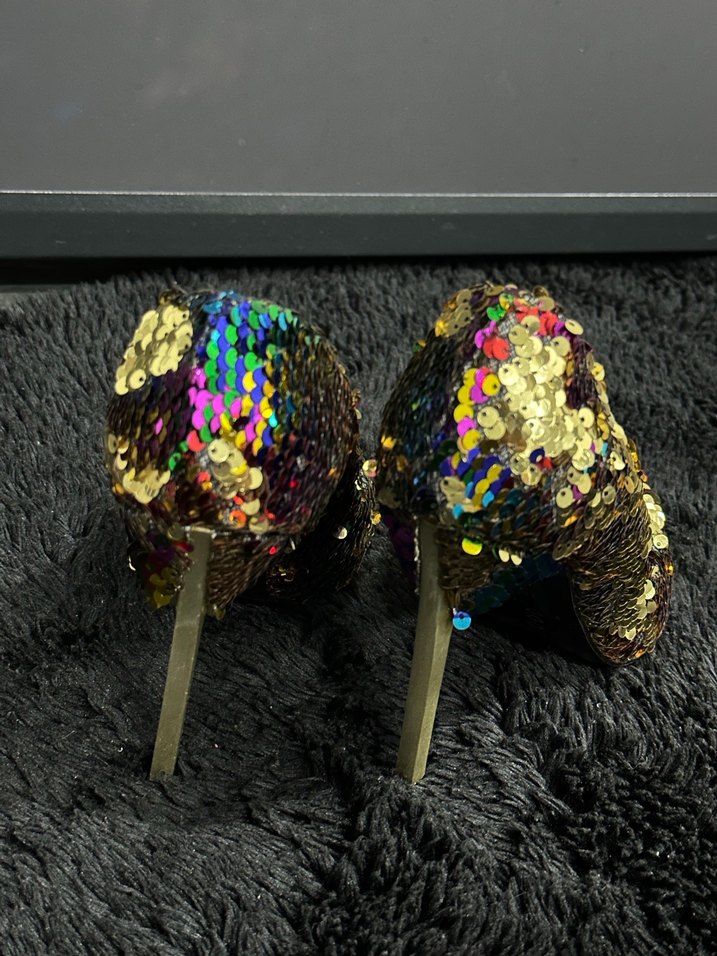 Parlak Pul Detaylı Renkli Yılan Desenli Topuklu - Görsel 4