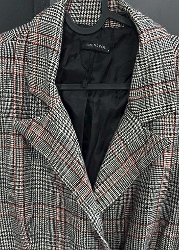 Düğmeli Gri Ekose Kadın Blazer Ceket - Görsel 2