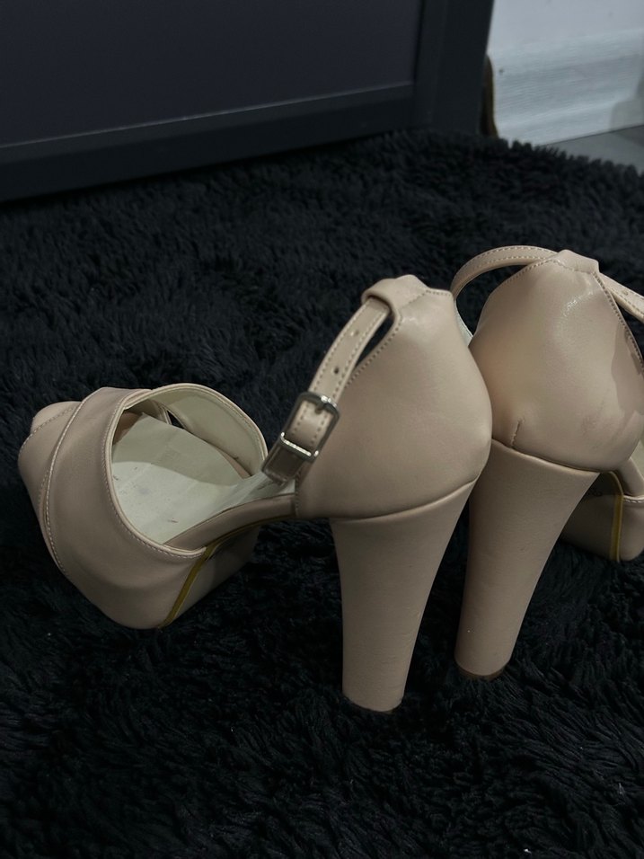 Bej Platform Topuklu Klasik Kadın Ayakkabı - Görsel 4