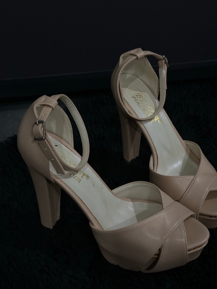 Bej Platform Topuklu Klasik Kadın Ayakkabı - Görsel 3
