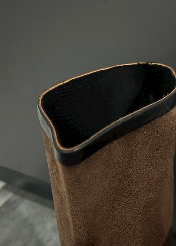 Süet Kahverengi Diz Boyu Stiletto Çizme - Görsel 9