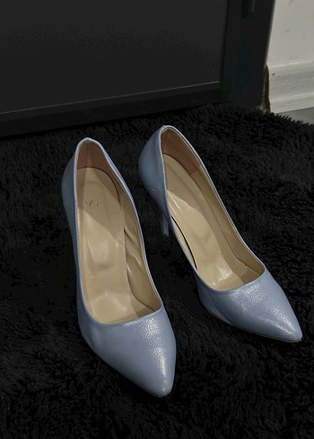 Bebe mavi inci topuk topuklu ayakkabı - Görsel 2