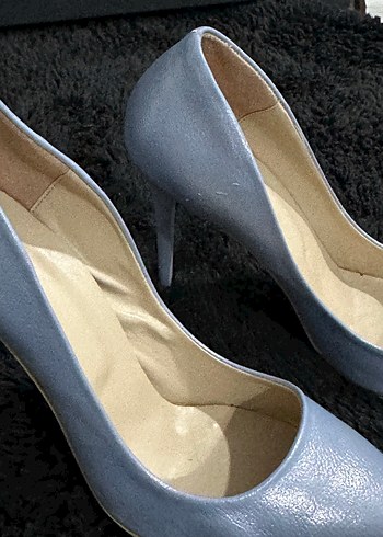 Bebe mavi inci topuk topuklu ayakkabı - Görsel 3