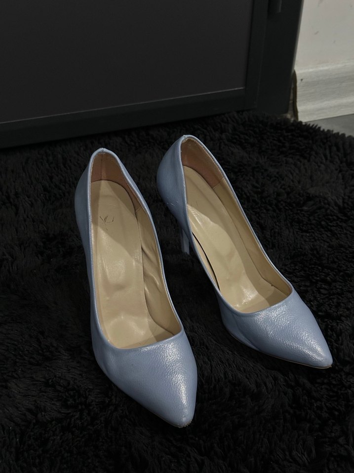 Bebe mavi inci topuk topuklu ayakkabı - Görsel 2