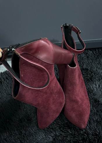 Bordo Süet Tokalı Kadın Bot - Görsel 5