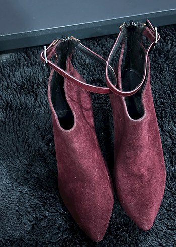 Bordo Süet Tokalı Kadın Bot - Görsel 8
