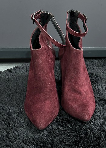 Bordo Süet Tokalı Kadın Bot - Görsel 4