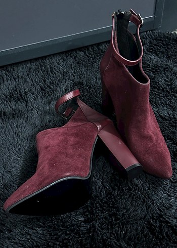 Bordo Süet Tokalı Kadın Bot - Görsel 7