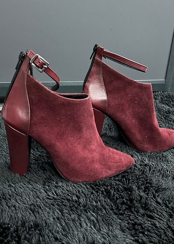 Bordo Süet Tokalı Kadın Bot - Görsel 3