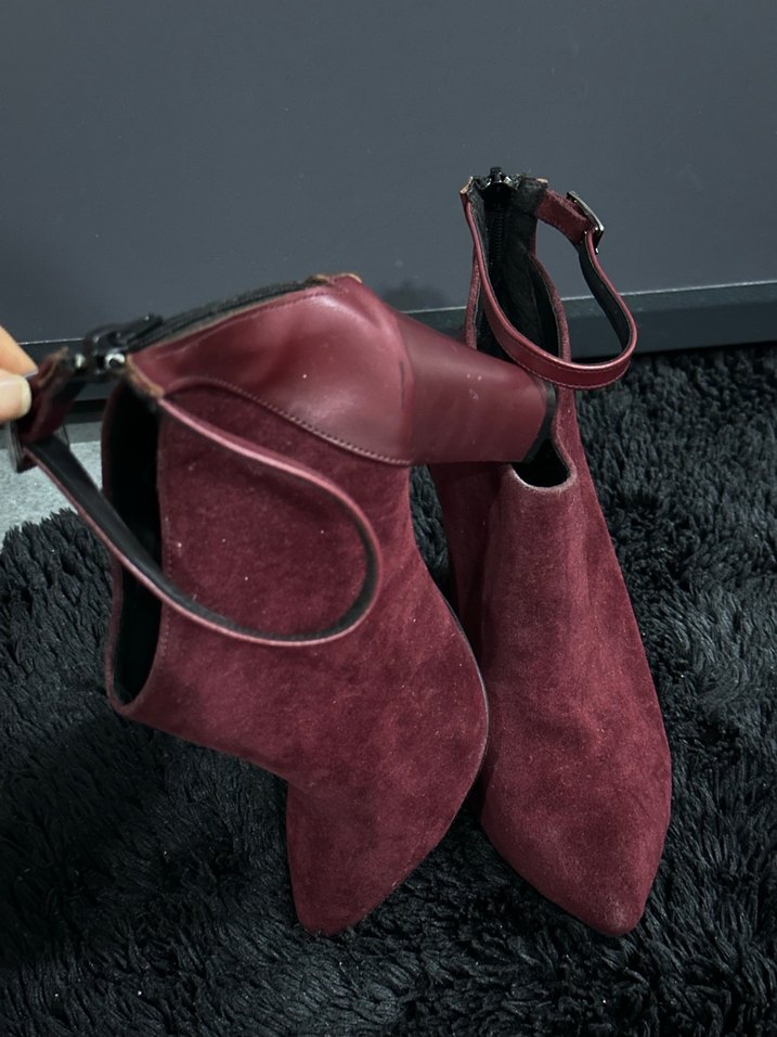 Bordo Süet Tokalı Kadın Bot - Görsel 5