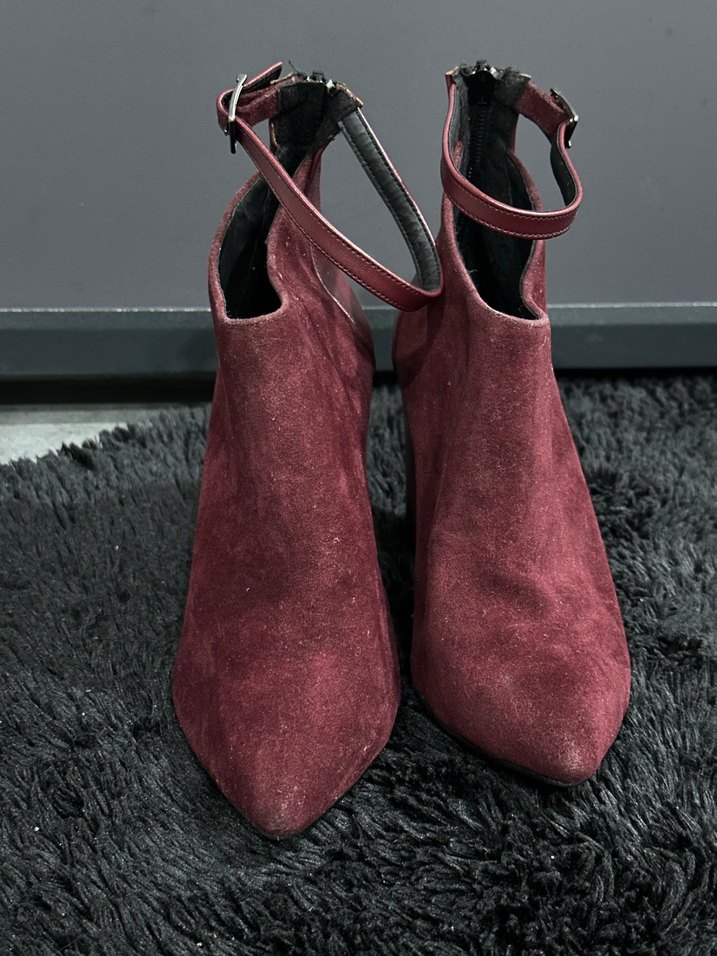 Bordo Süet Tokalı Kadın Bot - Görsel 4