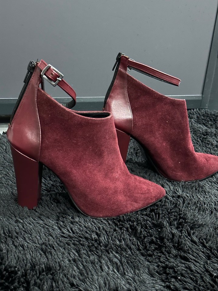 Bordo Süet Tokalı Kadın Bot - Görsel 3