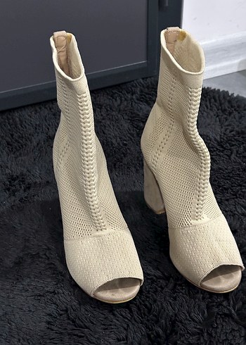 Bej Triko Kadın Topuklu Bot - Görsel 4