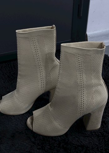 Bej Triko Kadın Topuklu Bot - Görsel 2