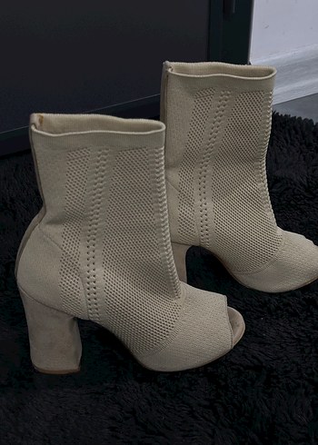 Bej Triko Kadın Topuklu Bot - Görsel 5