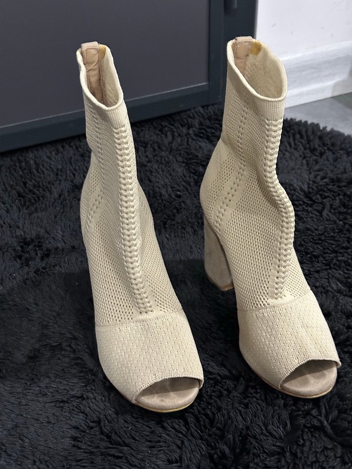 Bej Triko Kadın Topuklu Bot - Görsel 4