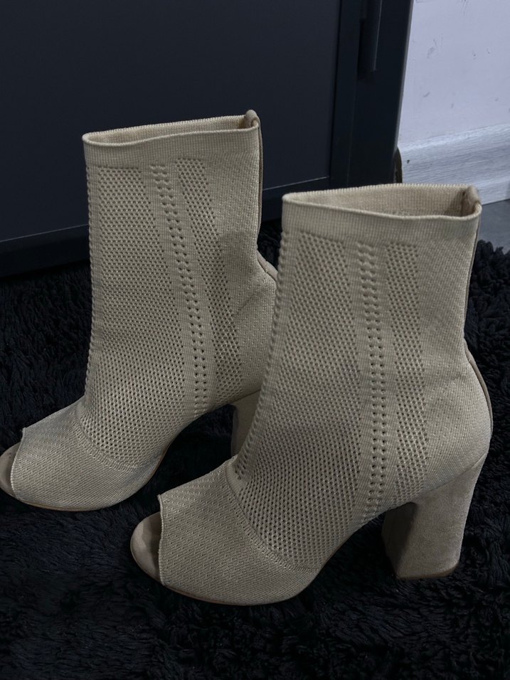 Bej Triko Kadın Topuklu Bot - Görsel 2