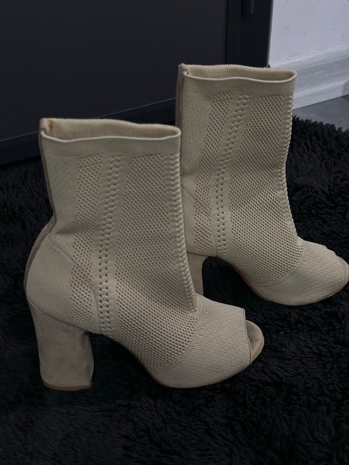 Bej Triko Kadın Topuklu Bot - Görsel 5