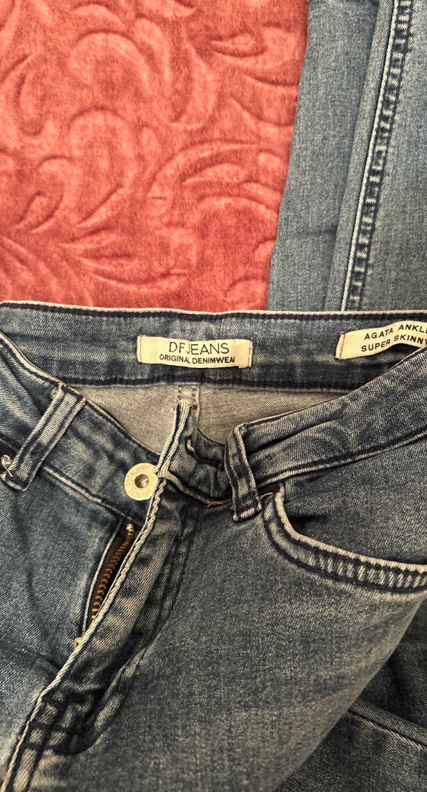 Kadın Kot Pantolon - Kürklü, Bağlama Desenli - Görsel 2