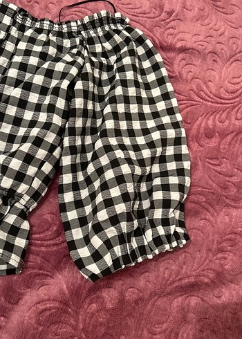 Düğmeli Kareli Mini Bluz - Görsel 2