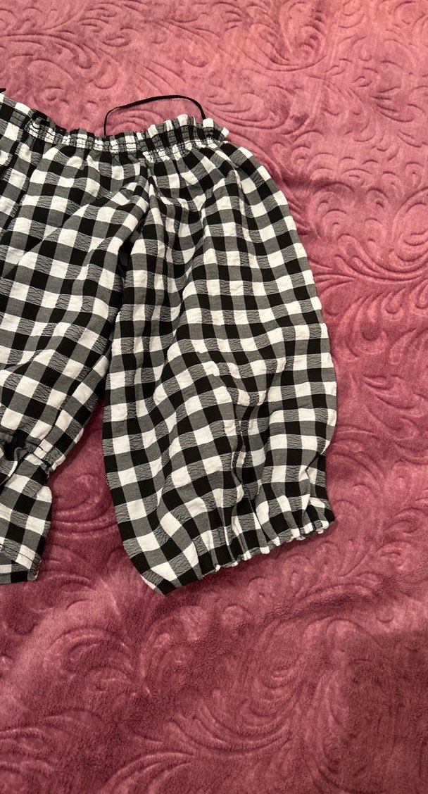 Düğmeli Kareli Mini Bluz - Görsel 2