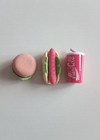  Hamburger, Hot Dog ve Kola Silgi Seti