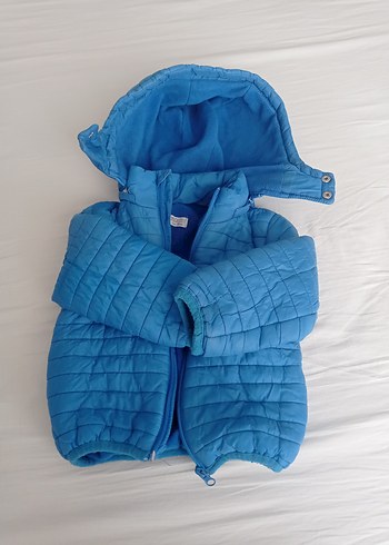 Mavi Kapüşonlu Erkek Çocuk Mont - Görsel 2