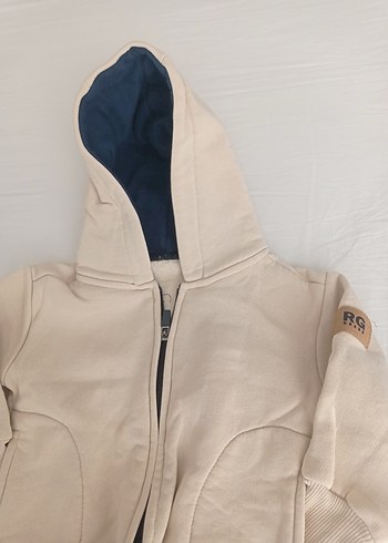 Kapüşonlu Fermuarlı Beyaz Erkek Çocuk Sweatshirt - Görsel 2