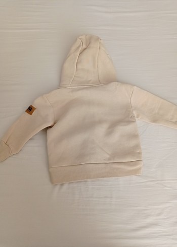 Kapüşonlu Fermuarlı Beyaz Erkek Çocuk Sweatshirt - Görsel 4