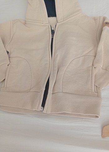 Kapüşonlu Fermuarlı Beyaz Erkek Çocuk Sweatshirt - Görsel 3