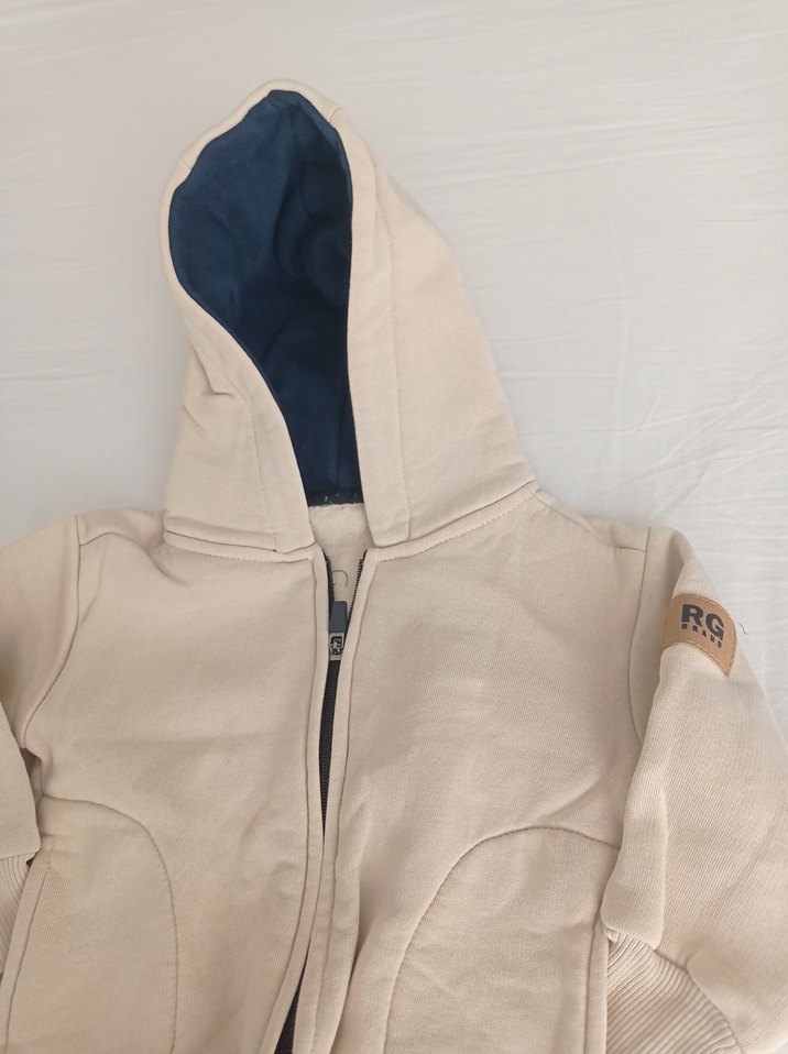 Kapüşonlu Fermuarlı Beyaz Erkek Çocuk Sweatshirt - Görsel 2