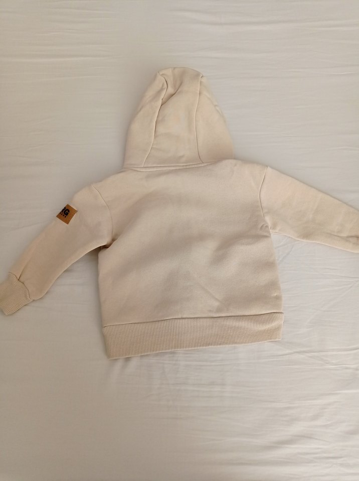 Kapüşonlu Fermuarlı Beyaz Erkek Çocuk Sweatshirt - Görsel 4