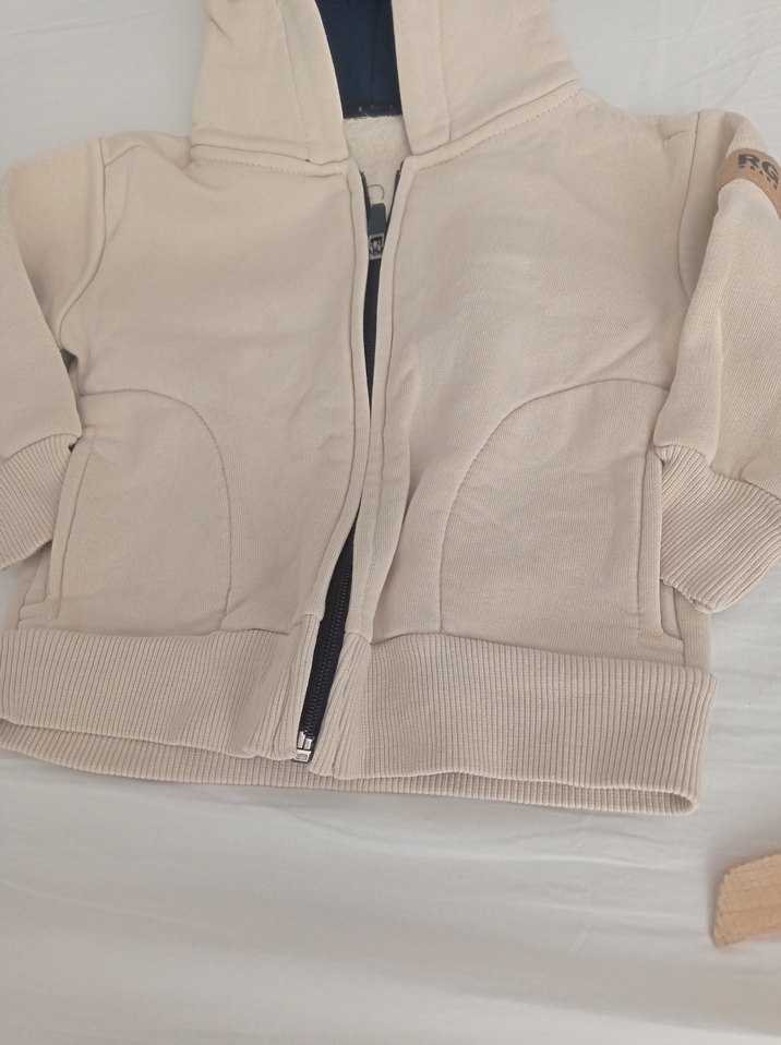 Kapüşonlu Fermuarlı Beyaz Erkek Çocuk Sweatshirt - Görsel 3